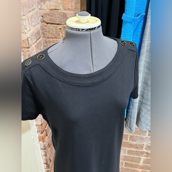 TALBOTS COTTON DRESS WITH GOLD SHOULDER BUTTONS - Picture 5 of 9